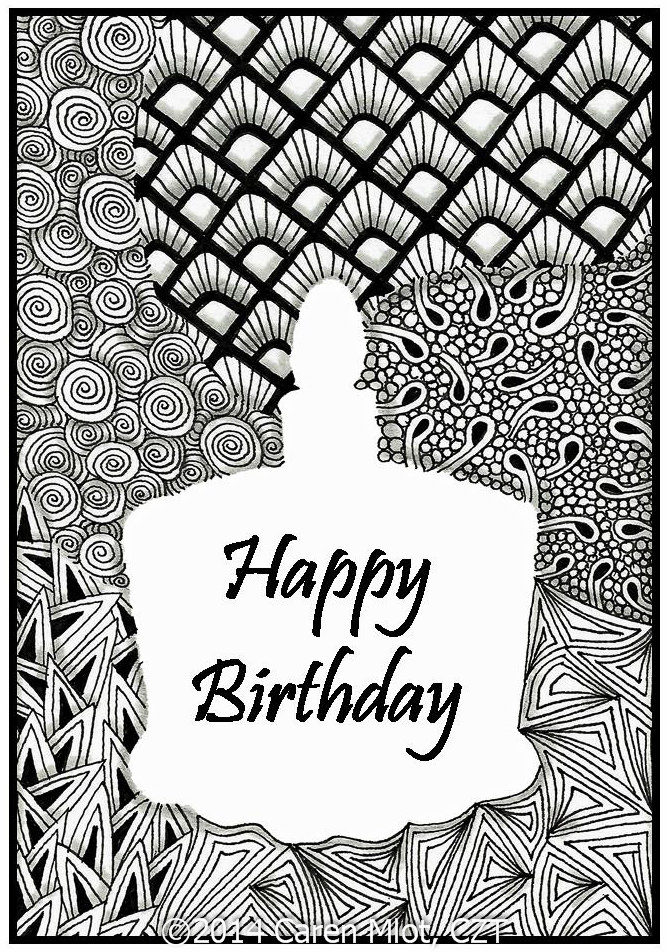 Zentangle Inspired Birthday Cards 4 1/4 x 5 1/2 by TangleMania