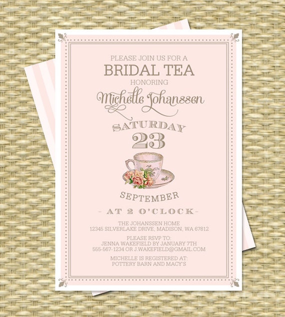 bridal tea invitation bridal brunch invitation vintage teacup teacup invitation