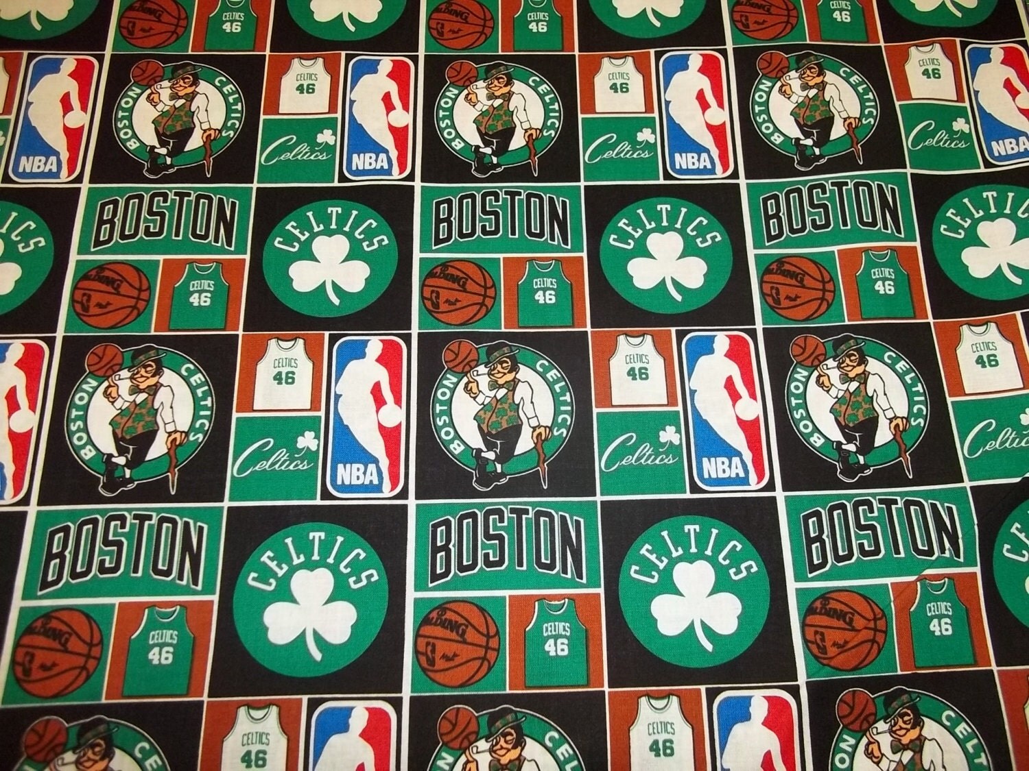 BOSTON CELTICS NBA Basketball Fabric 1/2 Yard Piece
