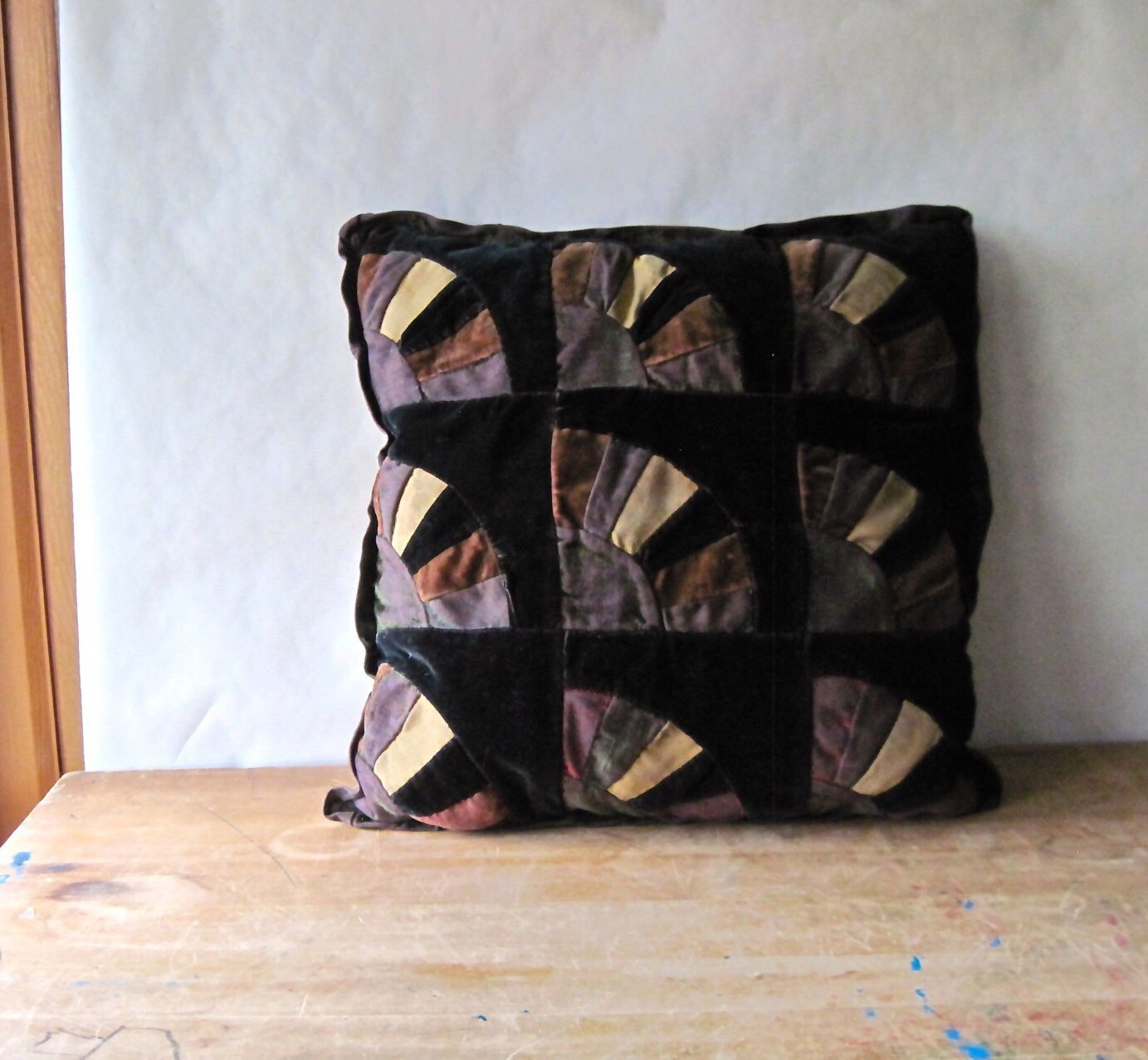 Antique Velvet Quilt Pattern Pillow by RushCreekVintage on Etsy