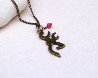 Antiqued Bronze Browning Deer Necklace
