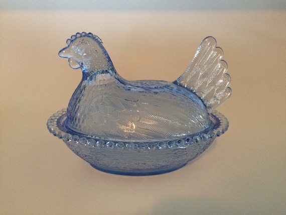 Blue Hen on Nest Indiana Glass Co.