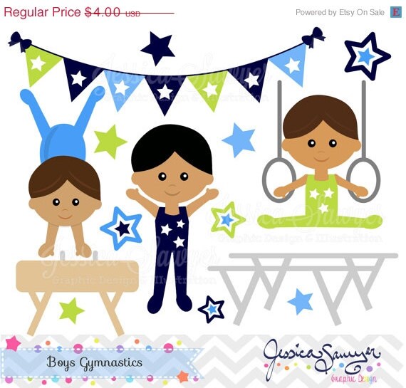 50% OFF- INSTANT DOWNLOAD, boys gymnastics clipart, little tumblers clip art, tumbling graphic for invitations, party supply, graphic design Il_570xn