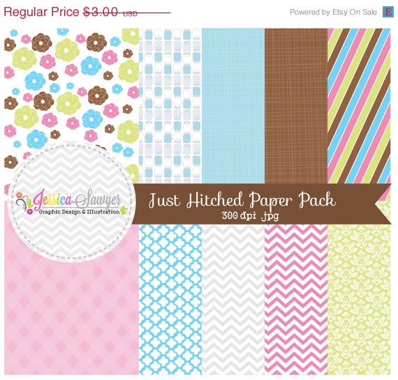 50% OFF- INSTANT DOWNLOAD, just hitched digital papers, country wedding papers, for commercial use, scrapbooking, invitations, announcements Il_570xn