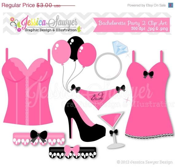 50% OFF- INSTANT DOWNLOAD, Bachelorette Party Clip Art - bridal shower clip art - lingerie Clip art - commercial use - card making Il_570xn
