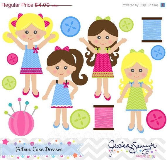 50% OFF - INSTANT DOWNLOAD, pillow case dresses clipart, sewing clip art, for commercial use, personal use Il_570xn