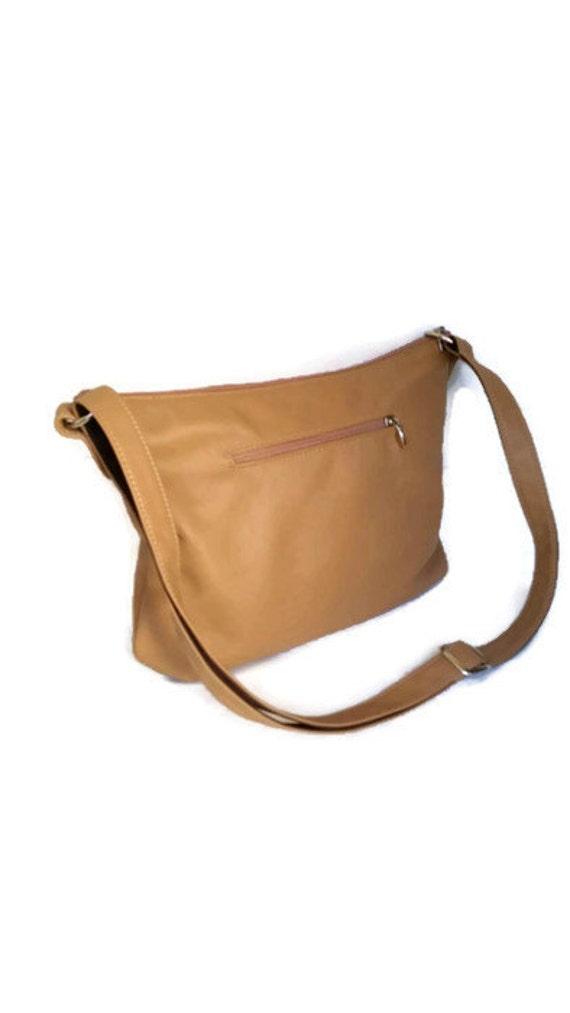 Camel Crossbody Bag Purse shoulder leather handbag by Fgalaze