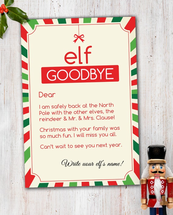 Goodbye Letter From Elf On The Shelf Free Printable