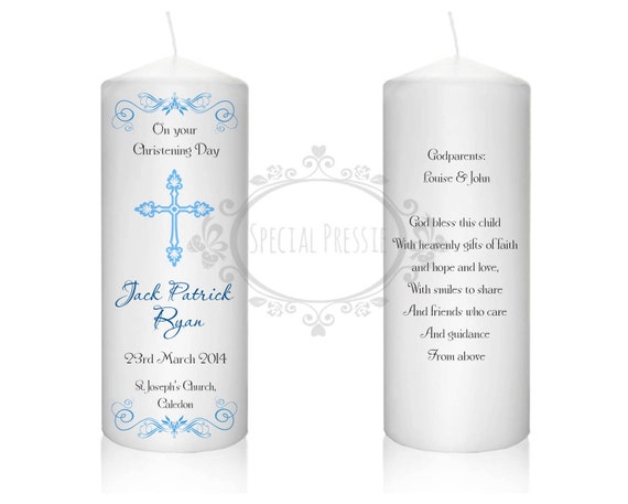 Items similar to Personalised Baptism Candle Baby Boy Candle ...