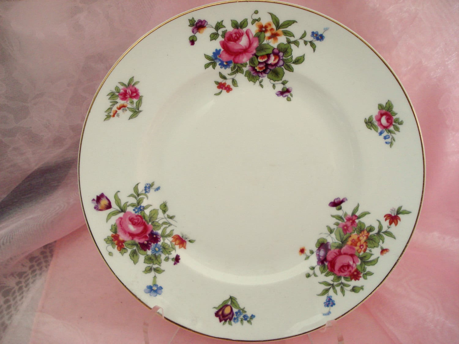 Vintage Plate Crown Staffordshire Fine Bone China England Pink Vintage Plate Crown Staffordshire Fine Bone China England Pink