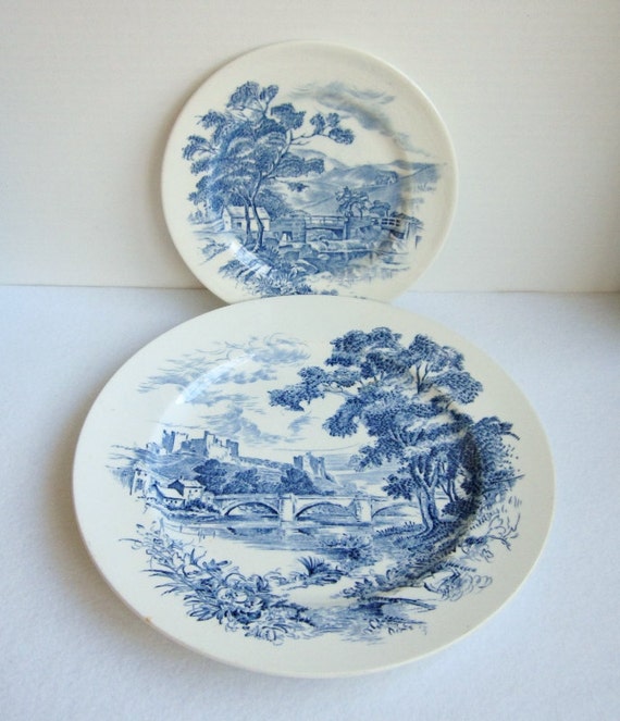 Wedgwood Countryside Plates Vintage Blue and White Plates