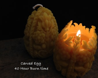 Beeswax Carved Egg Candle - Pure Beeswax Candles from Beekeepers Hive