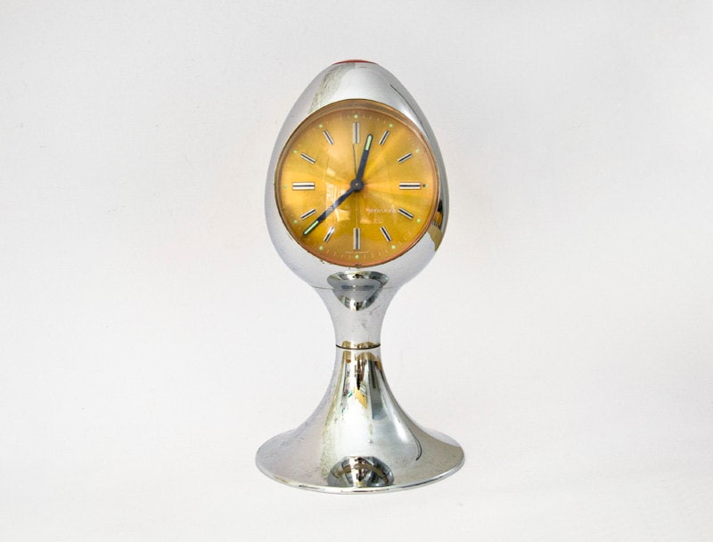 Original Vintage German alarm Clock pedestal 1970s Staiger