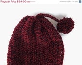MOTHERS DAY Womenâ€™s Hand Knit hat, Slouchy Hat Beanie, bordeaux and black   Beanie with pompom- Crochet  beanie hat , Gift For Her