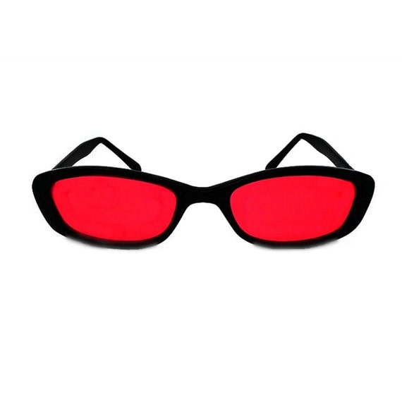Vintage Nerd Eyeglasses / Black and Red Geek Chic / by sunnyspex