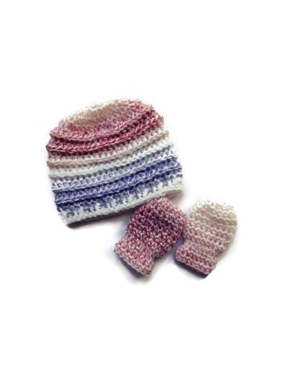 Baby hat and mittens set newborn 06 month'shat and