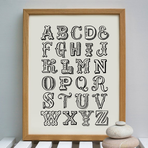 Hand Lettered Alphabet Print