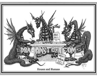 Dungeons and Dragons, Dragons playing a game called "Houses and Humans", Role playing Dragons.