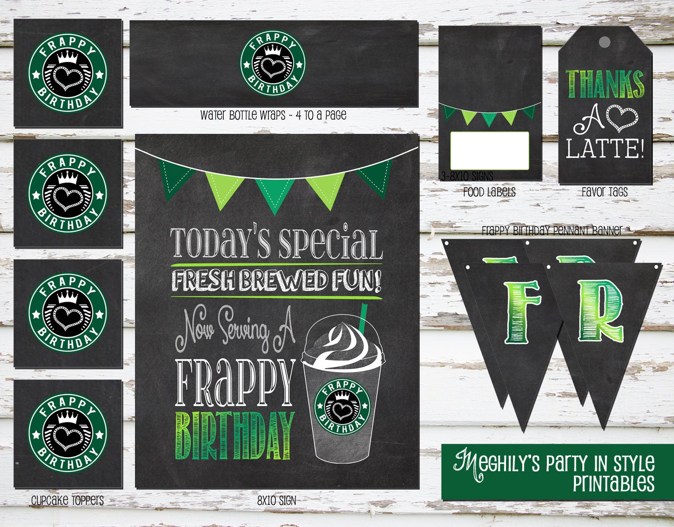 instant download starbucks inspired frappy birthday mini