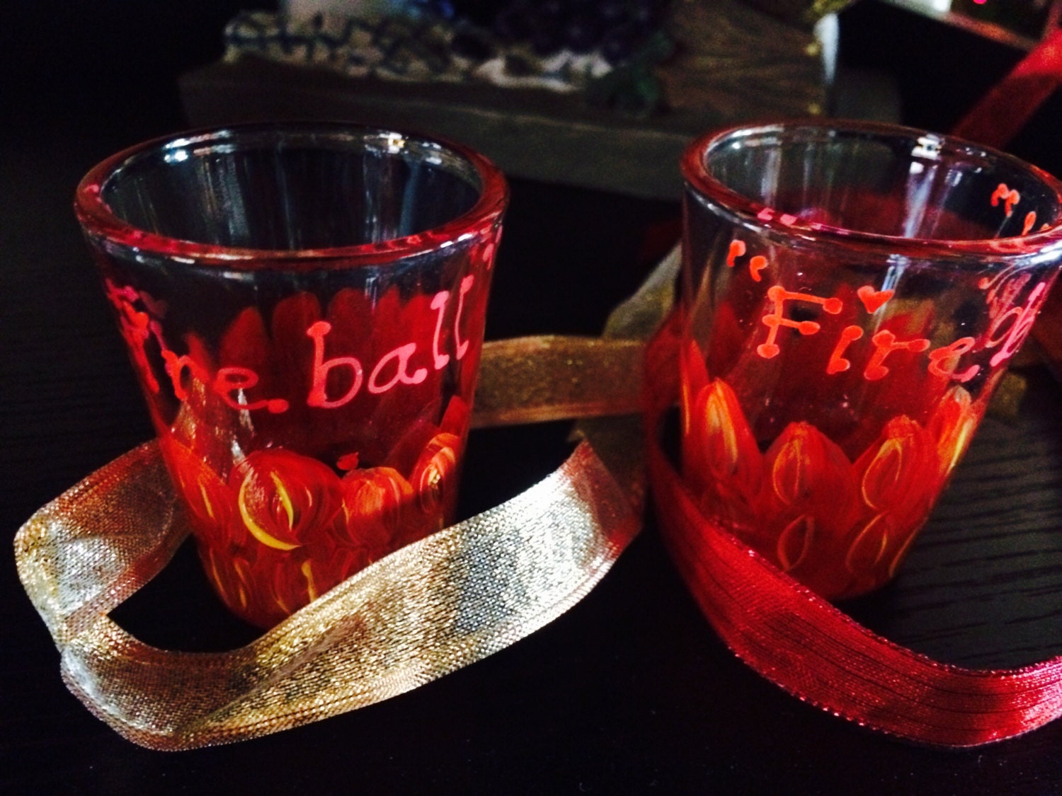 Set of two Fireball shot glasses. Perfect stocking stuffers.