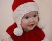 Christmas hat & neck warmer for babies and kids100% alpaca - Hand knit - Made to order - Santa Red