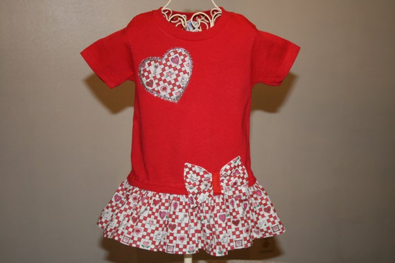 Items similar to 2T Baby Girls Red VALENTINE DRESS Tshirt Dress ...