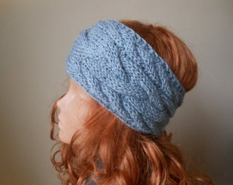 Cable Hand Knit Headband Ear Warmer Head Warmer Gray Choose Color