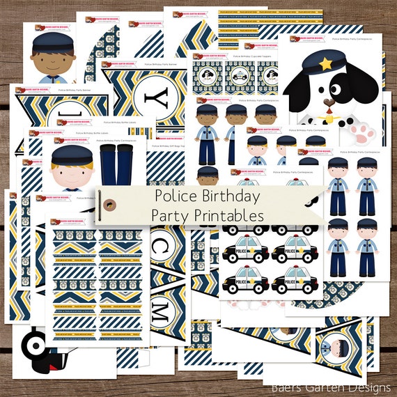 Police Birthday printable party INSTANT DOWNLOAD