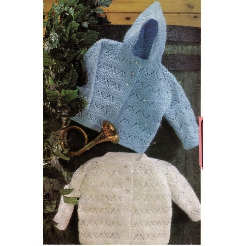 baby knitting pattern hooded and round neck cardigan 19 /22