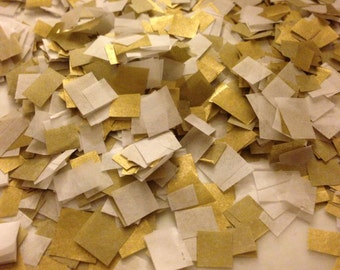 Biodegradable Confetti / Wedding Confetti / White and Metallic Gold Confetti to Throw / Bag of Confetti / Gold Wedding Decoration