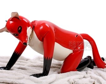 Red Fox Inflatable Latex Fox Costume Rubber Animal