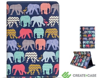 iPad Mini 3 / iPad Mini 2 case from Create&Case "Elephants and Flamingos" stylish, unique colourful slim folio case cute animals