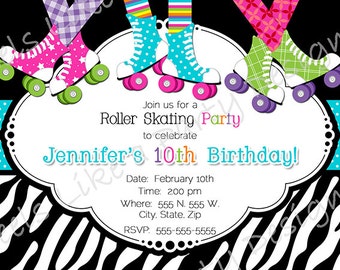 Custom Roller Skating Party Invite