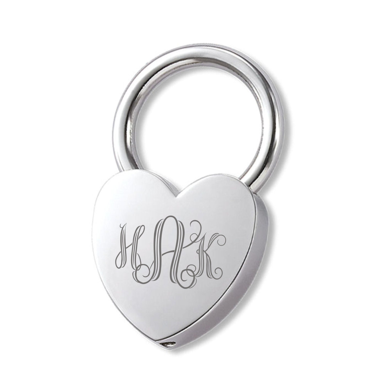 Personalized Silver Heart Keychain Engraved Free