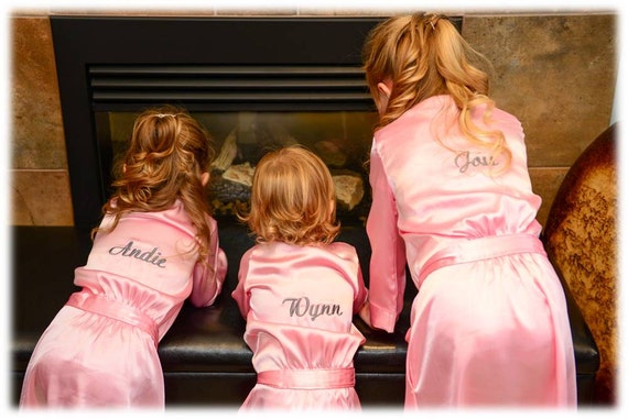 Junior Bridesmaid, Flower Girl Personalized Front Embroidered Robes