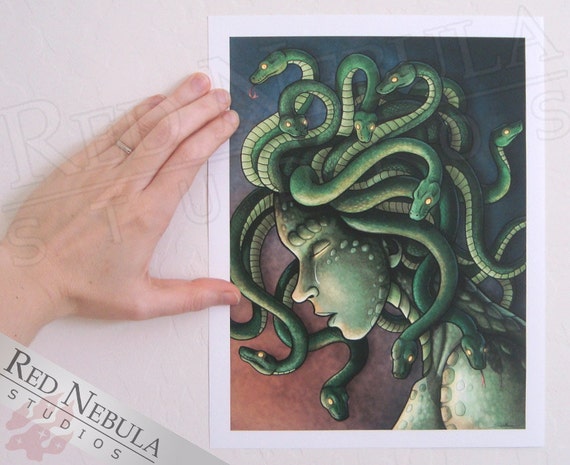 8.5x11 Medusa's Tear Artwork Fantasy Art Print Greek
