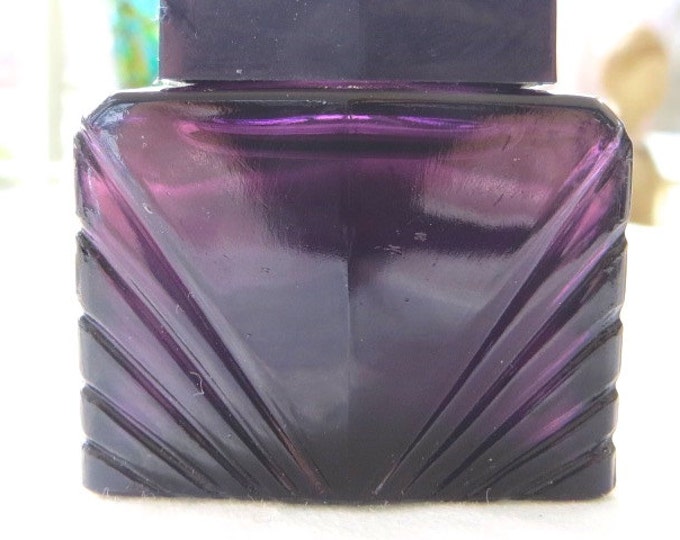 Perfume Bottle Mini, Amethyst Glass, Purple Vintage Vanity Piece