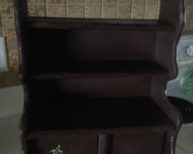 Solid Wood Cupboard with 3 shelves and a closed compartment
