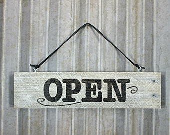 Open/Closed Rustic Wooden Store Sign - Hand Painted in Black ...