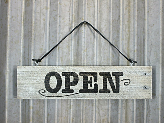 Rustic open  Store Black Sign in  Open/Closed  Painted sign   Hand rustic Wooden