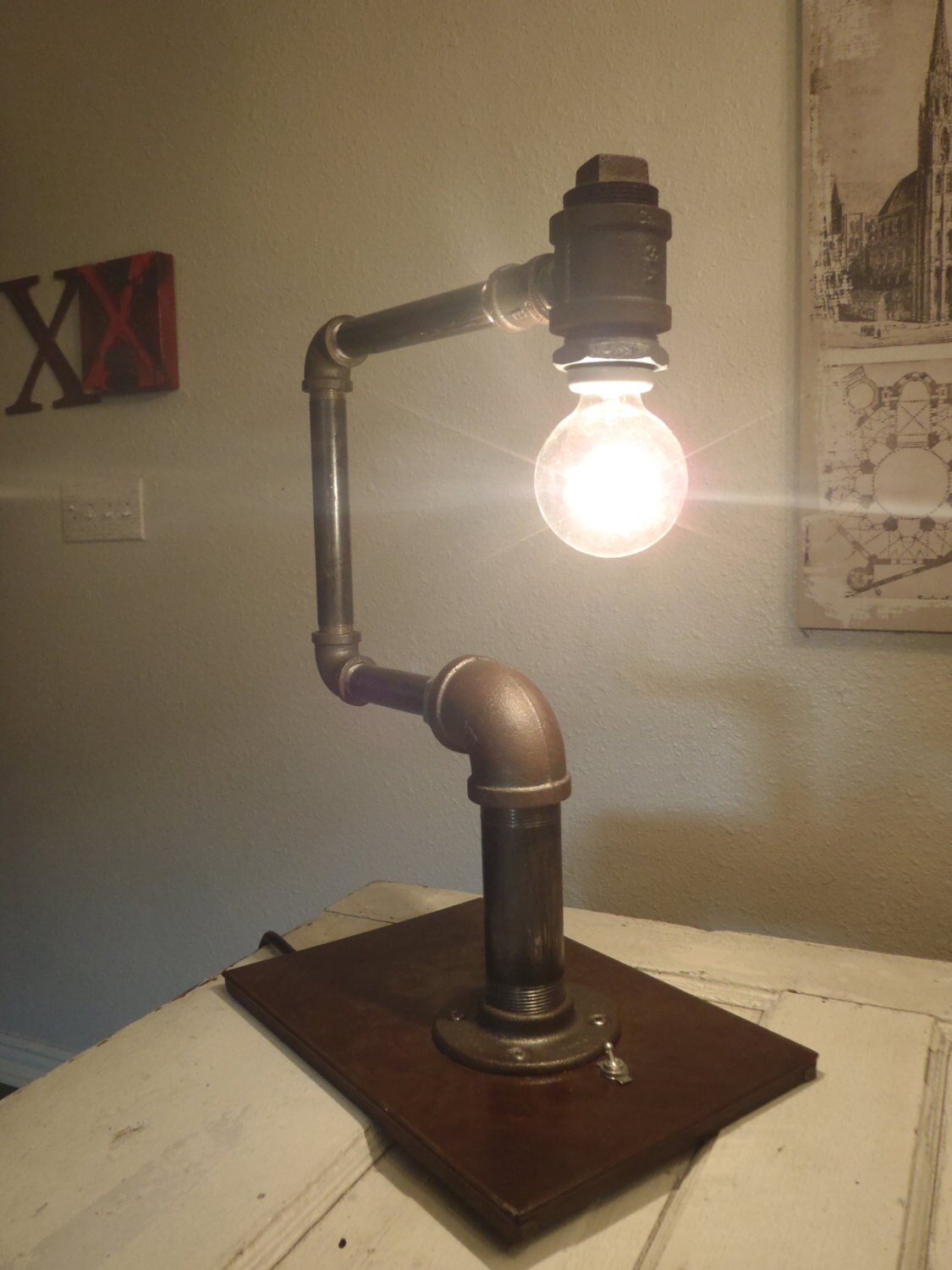 Industrial Style Desk Lamp made with black iron by RightHandRobot