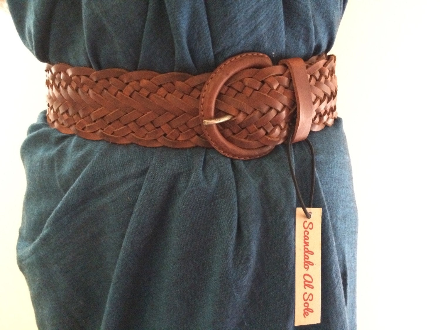 WIDE LEATHER BELT braided leather belt wide belt by ScandaloAlSole