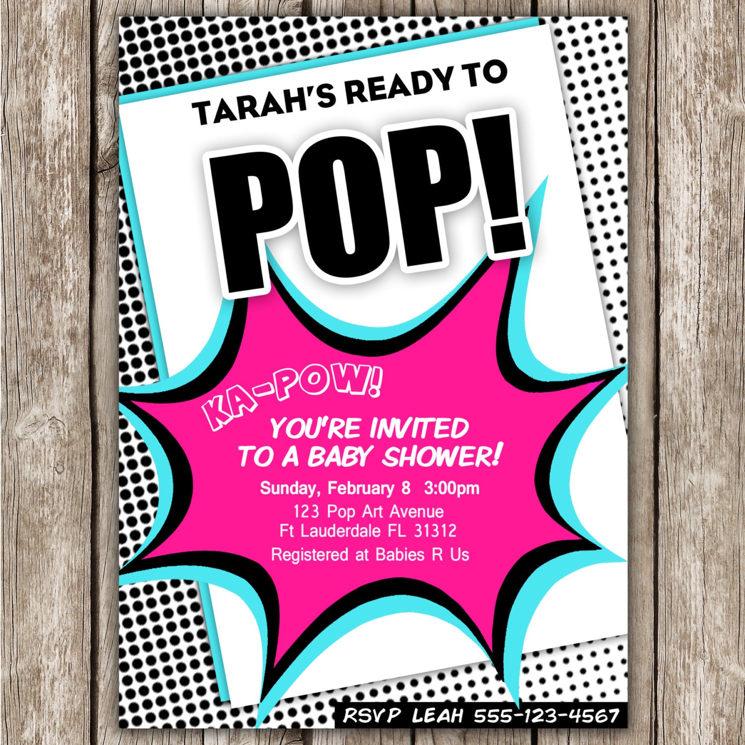 Ready to POP Baby Shower Invitation Pop Art Baby Shower