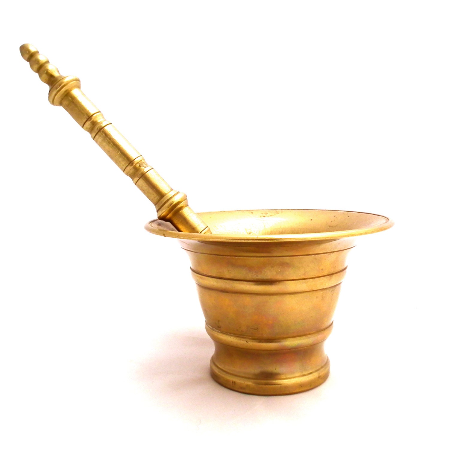 Large Solid Brass Pestle and Mortar Set Spice by TwoTimeVintage