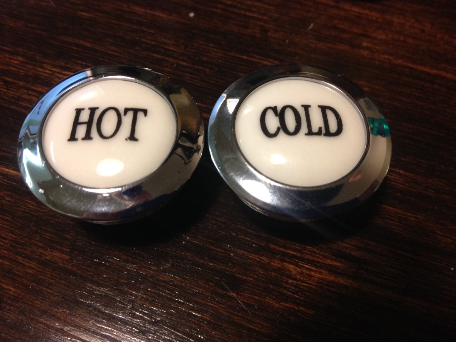 HOT and COLD buttons faucet labels by TWOvitalATL on Etsy