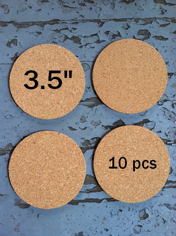 3.5 Inch ROUND Blank Cork Coasters 1/8 Thick 10pack