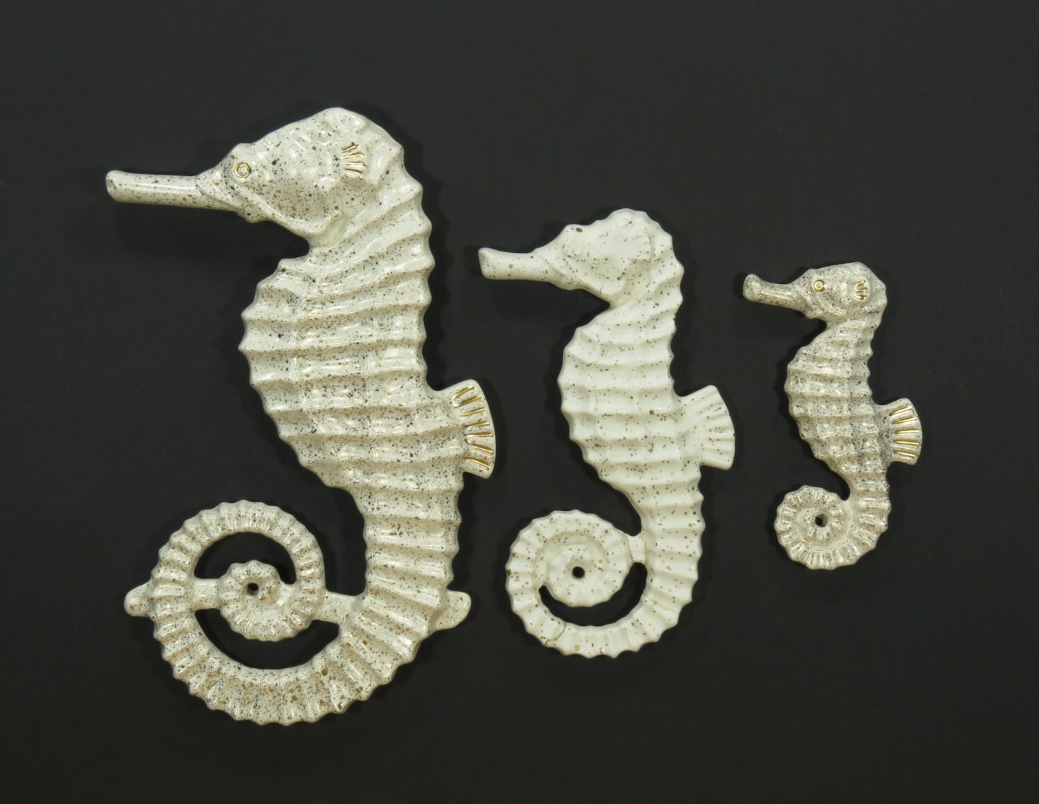 1950s Trio of Seahorse Wall Plaques Ceramic by 13thStreetEmporium