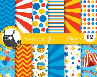 Circus digital paper, commercial use, scrapbook papers, background - PS681