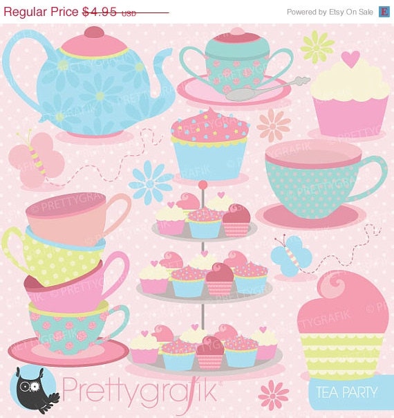 80% OFF SALE tea party clipart commercial use, vector graphics, digital clip art, digital images - CL512 Il_570xn