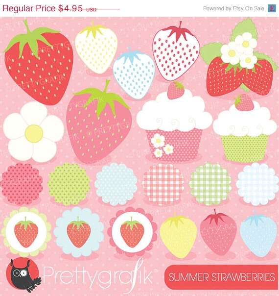 80% OFF SALE 21 summer strawberry clipart commercial use, vector graphics, digital clip art, digital images - CL505 Il_570xn